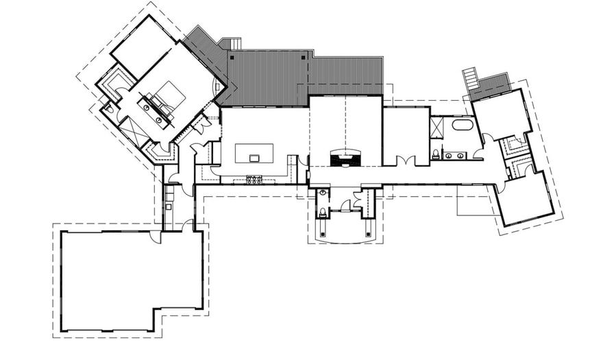 Luxury home floor plan: open concept kitchen, master suite, and expansive layout.