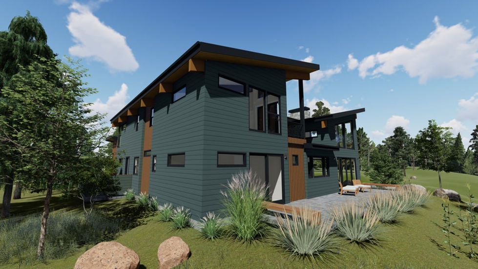 Modern home design rendering, Heartstone Custom Homes North Idaho