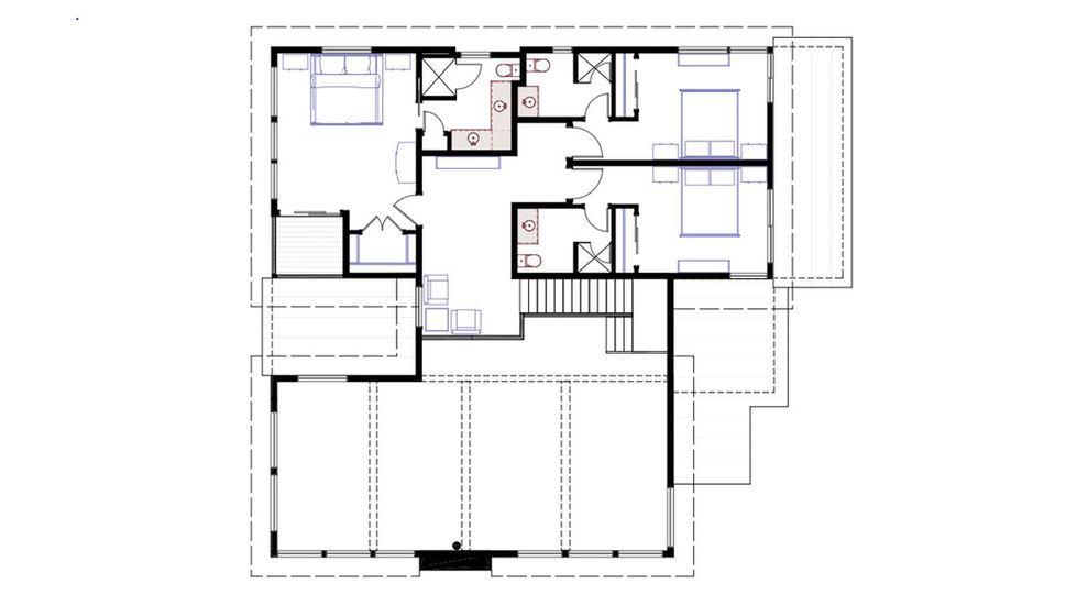 House floor plan: bedrooms, bathrooms, stairs