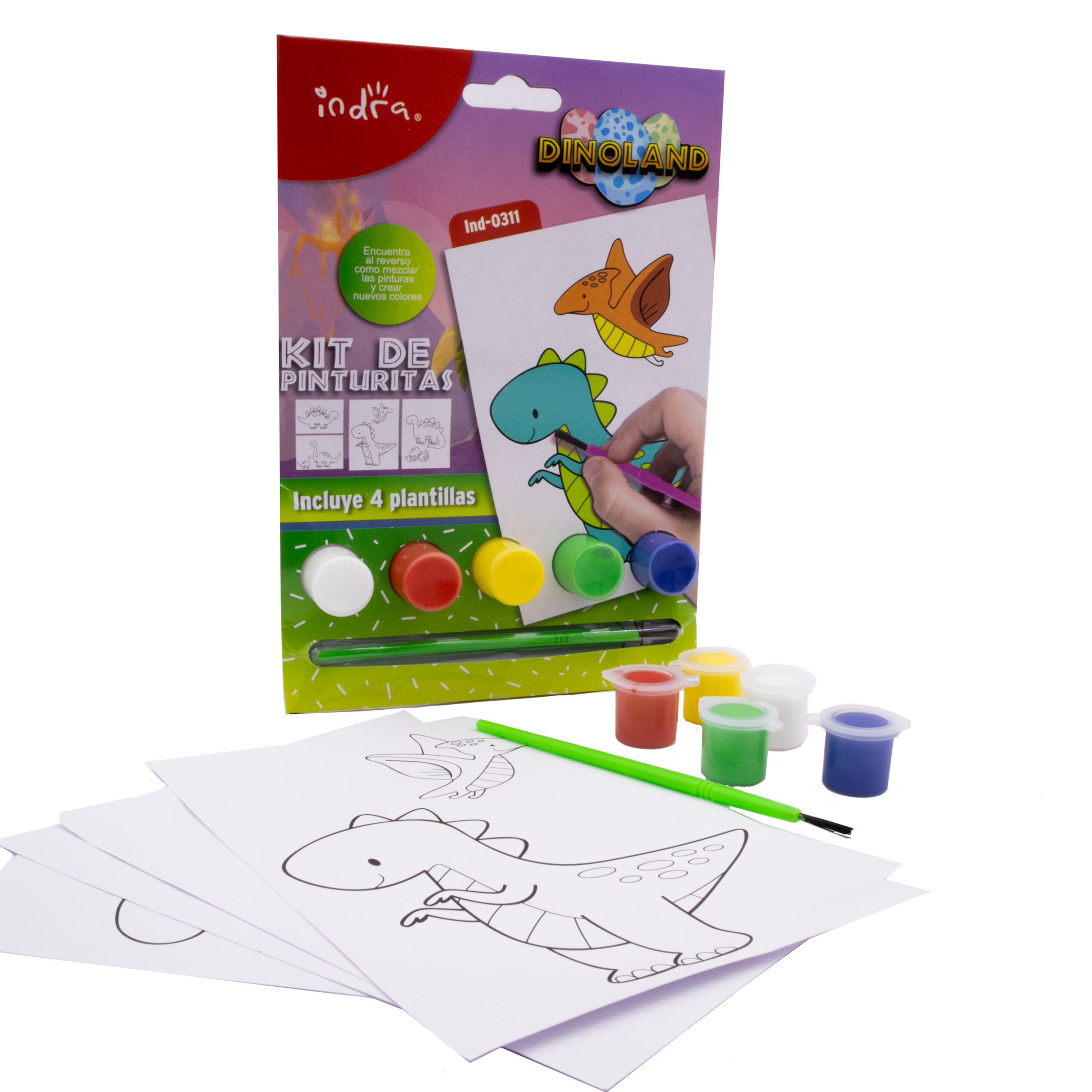 Set de 4 dibujos+ 5 pinturas +1 pincel