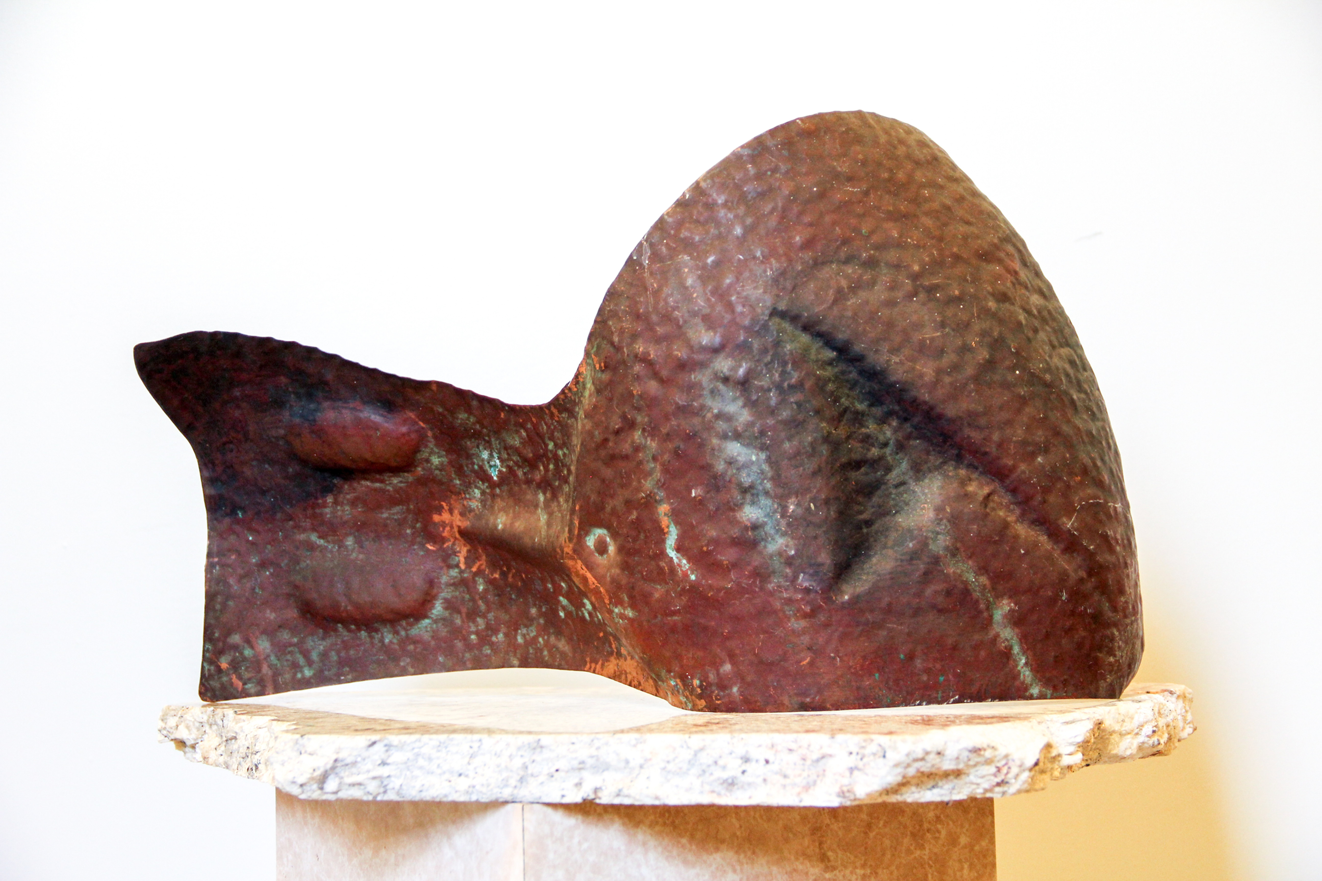 Maxim M Elias sculpture: Large Female Torso in Beaten Copper