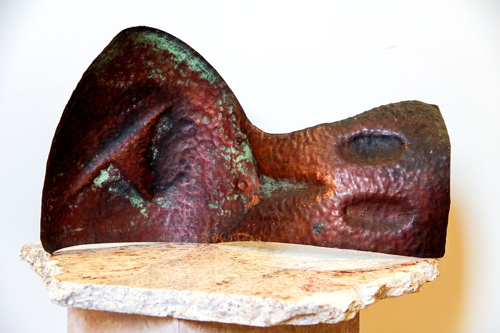 Thumbnail: Maxim M Elias sculpture:  Large Female Torso in Beaten Copper