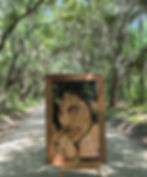 Penny portrait of Prince Rogers Nelson by Bethany Tobias on a tree-lined road in South Carolina, en route to The People's Museum for Prince opening June 7 in Minneapolis.