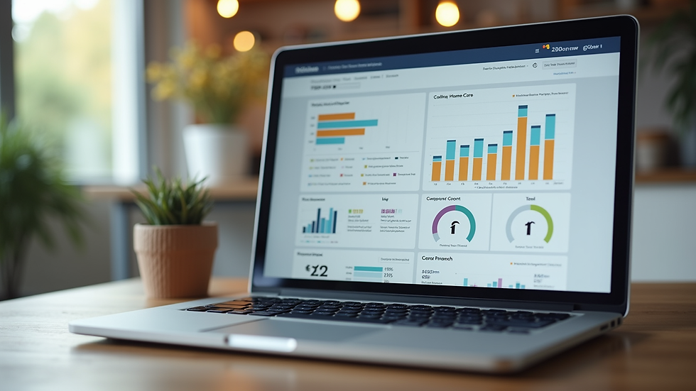 Close-up view of a laptop screen showing a home care marketing campaign dashboard