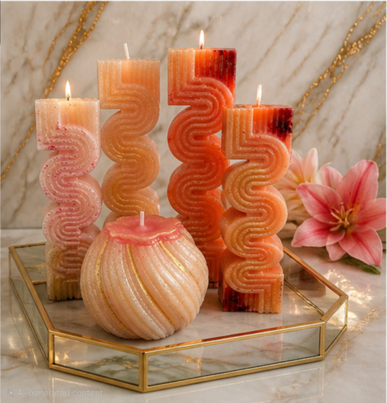Thumbnail: Sculpted Wave Pillar Candles