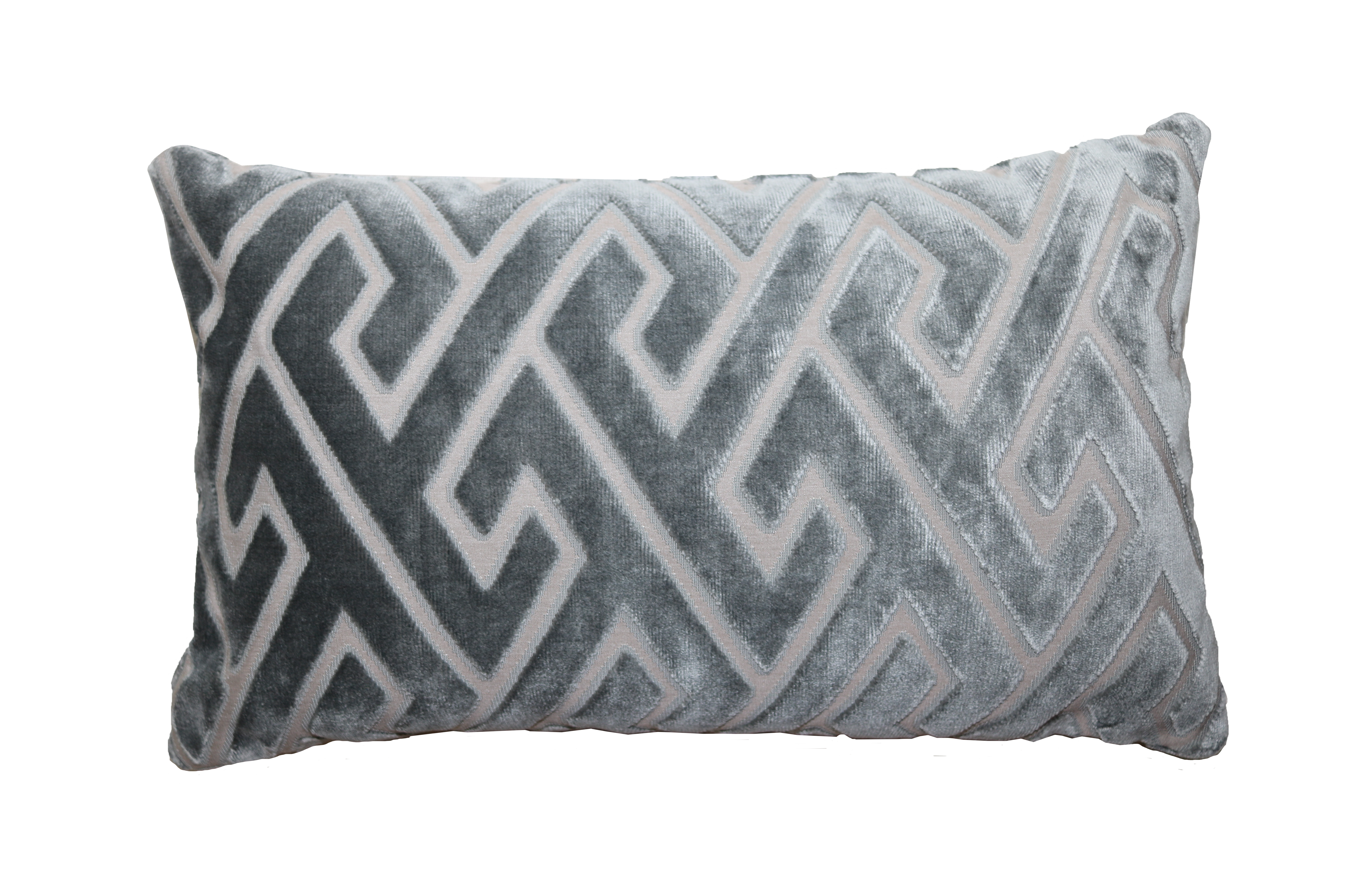 Almohadón terciopelo gris geométrico