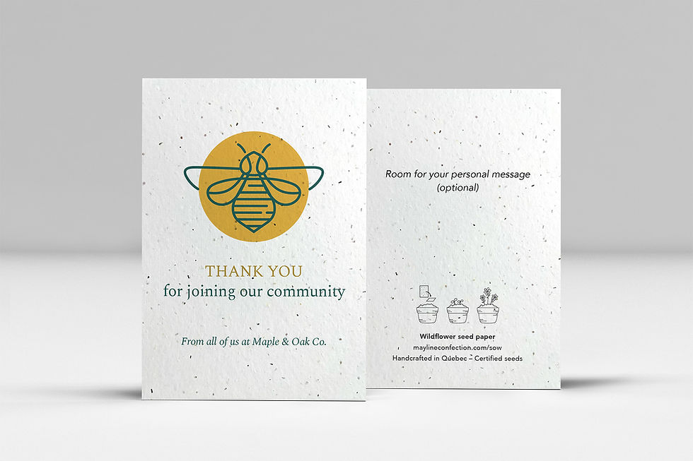 Abeille – business plantable card in seed paper, handcrafted in Quebec