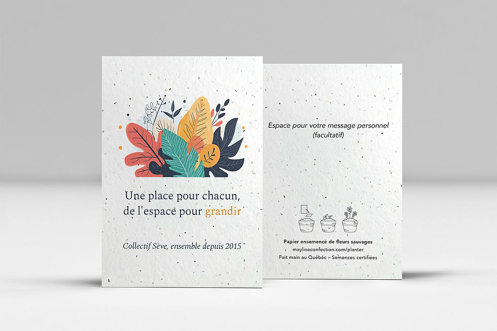 Canopée – carte à semer entreprise personnalisée en papier recyclé ensemencé, fait main au Québec