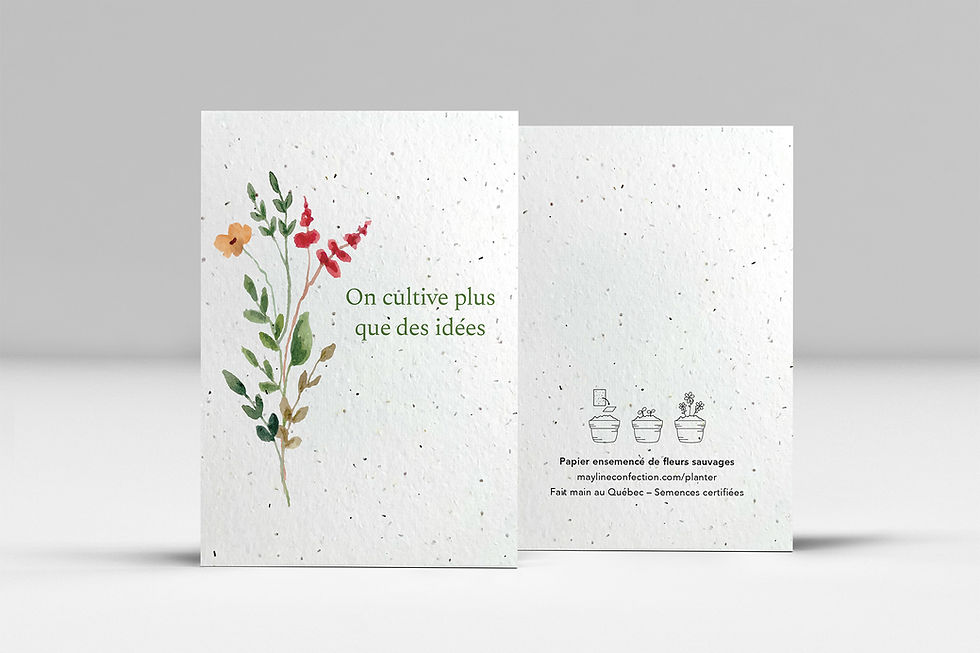 Florilège - carte à semer entreprise en papier recyclé ensemencé, fait main au Québec