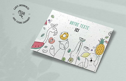Carte à semer personnalisée | Illustrations festives colorées | Papier biodégradable fabriqué au Québec
