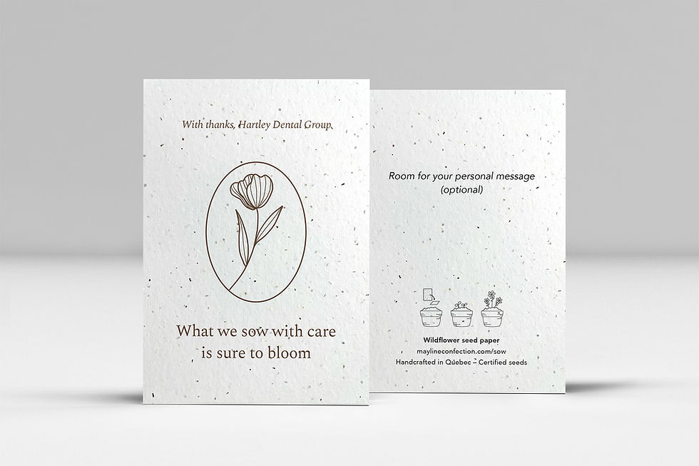 Médaillon – business plantable card in seed paper, handcrafted in Quebec
