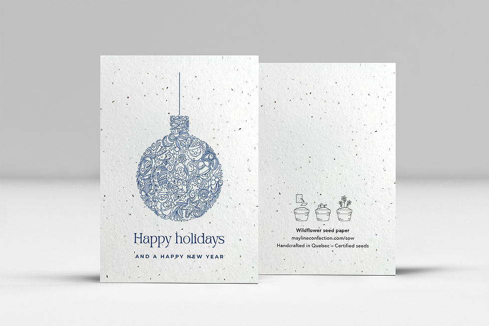 Azur - Holidays plantable card in seed paper, handcrafted in Quebec
