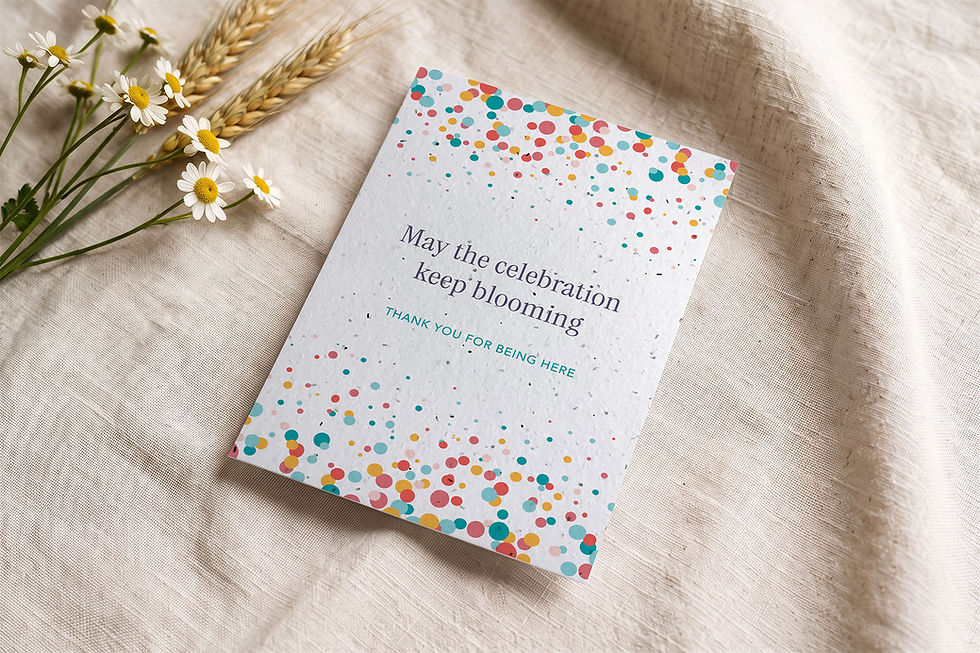 Plantable thank you card Confettis with colourful confetti, for a birthday