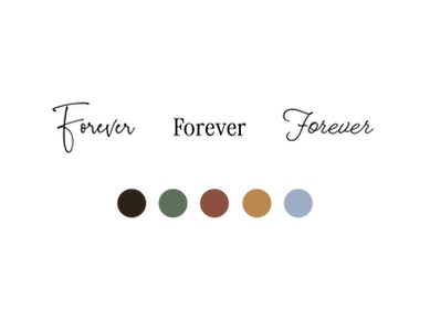 The word Forever in three font choices, with five colour swatches for the text