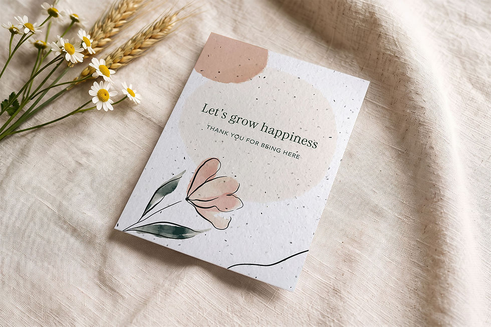 Plantable thank you card Esquisse with a fine-line flower, for a baptism