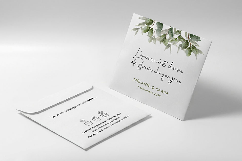Eucalyptus – sachet de graines mariages personnalisé à semer, fait main au Québec