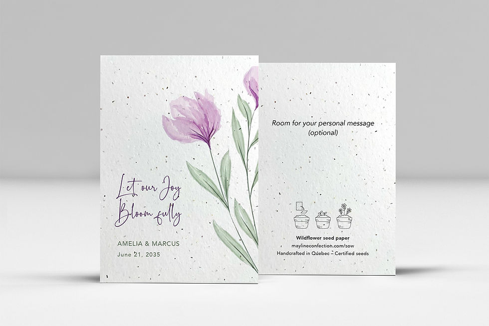Parme – personalized wedding plantable card in seed paper, handcrafted in Quebec