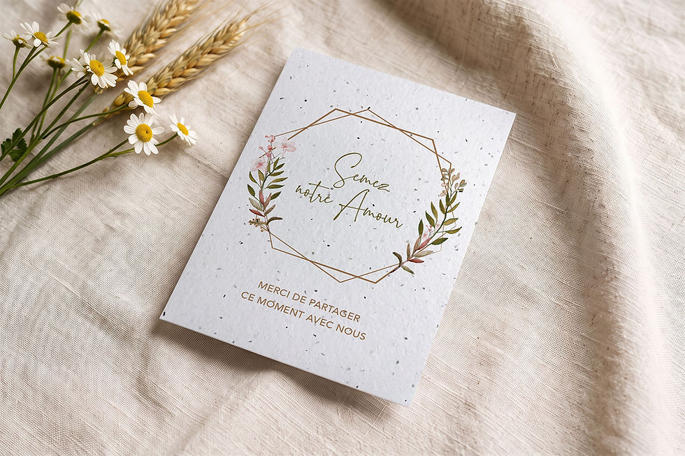 Carte de remerciement de mariage à semer Prisme au cadre géométrique cuivré