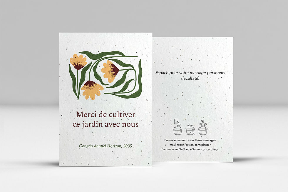 Corolle – carte à semer entreprise personnalisée en papier recyclé ensemencé, fait main au Québec
