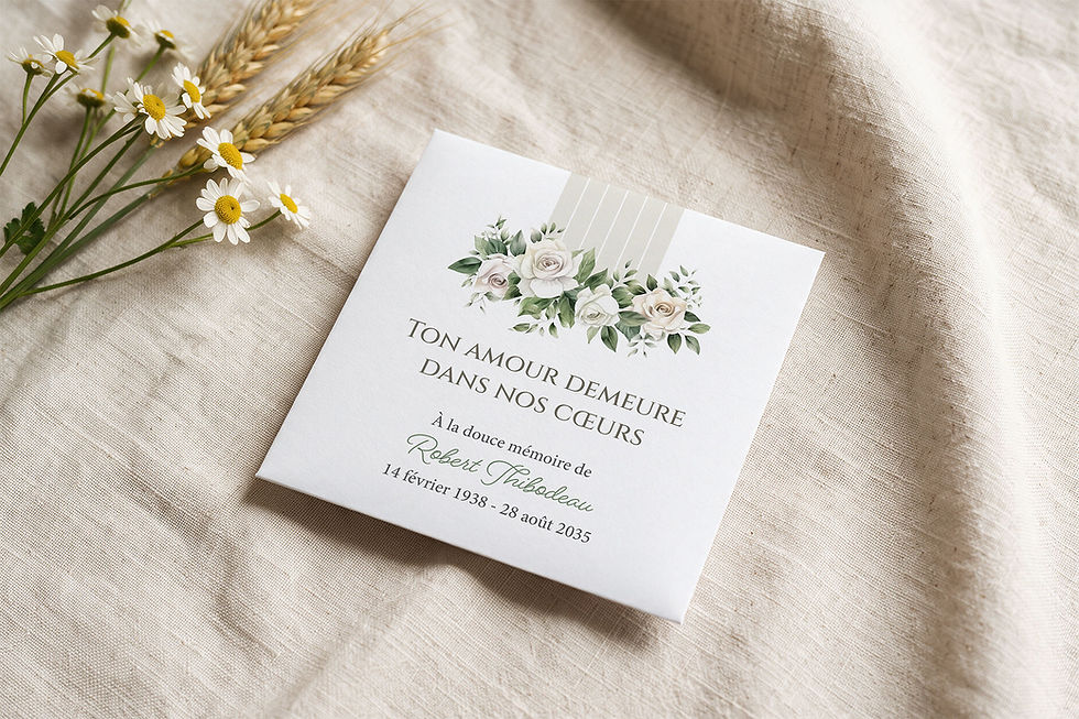 Sachet de graines souvenir funéraire personnalisé Rosier aux roses blanches
