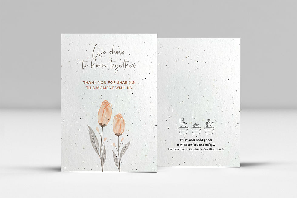 Tandem - wedding plantable card in seed paper, handcrafted in Quebec