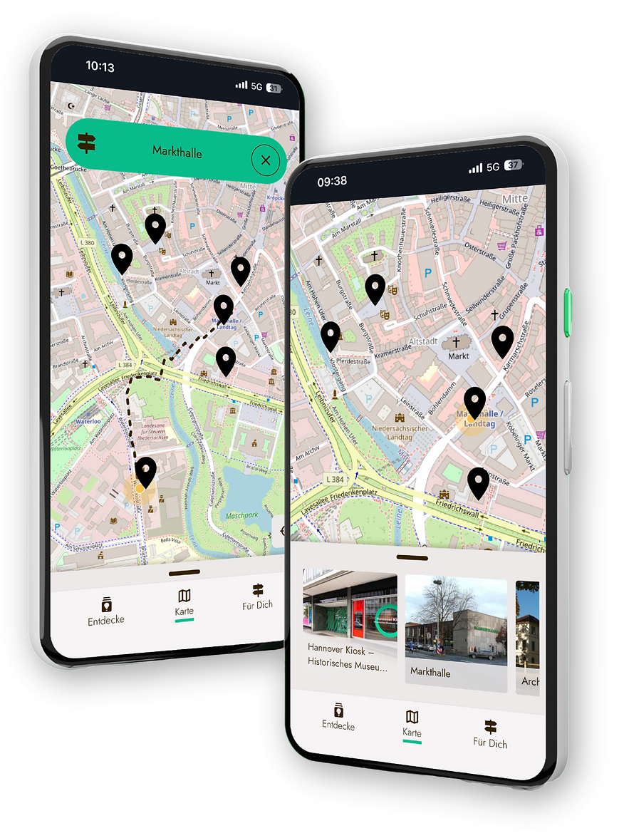 2 Handys mit interaktive Karte