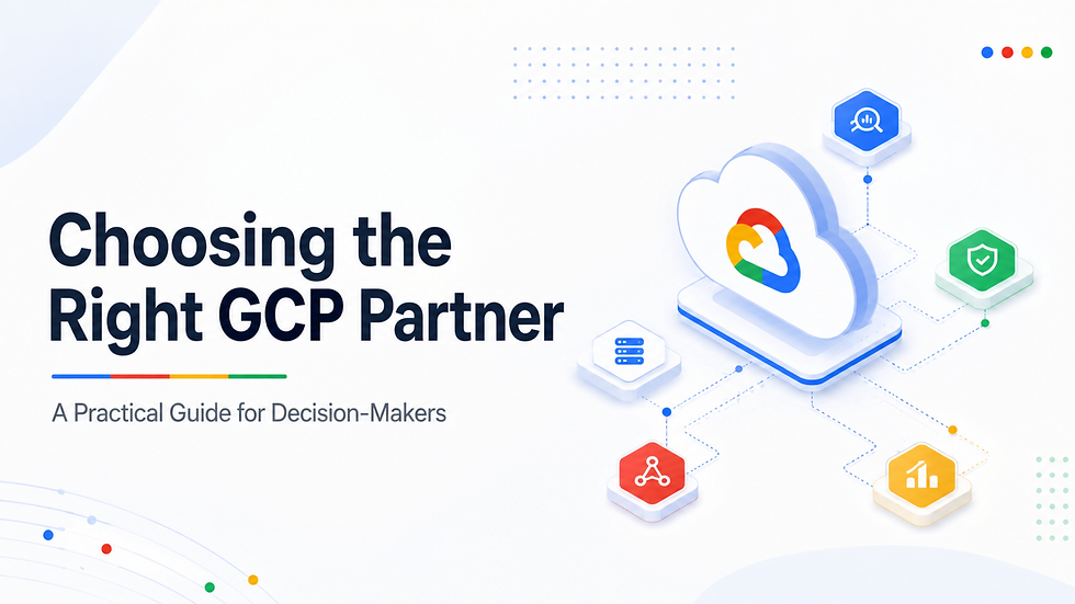 Illustration representing Google Cloud Platform (GCP) partner selection guide for business decision-makers