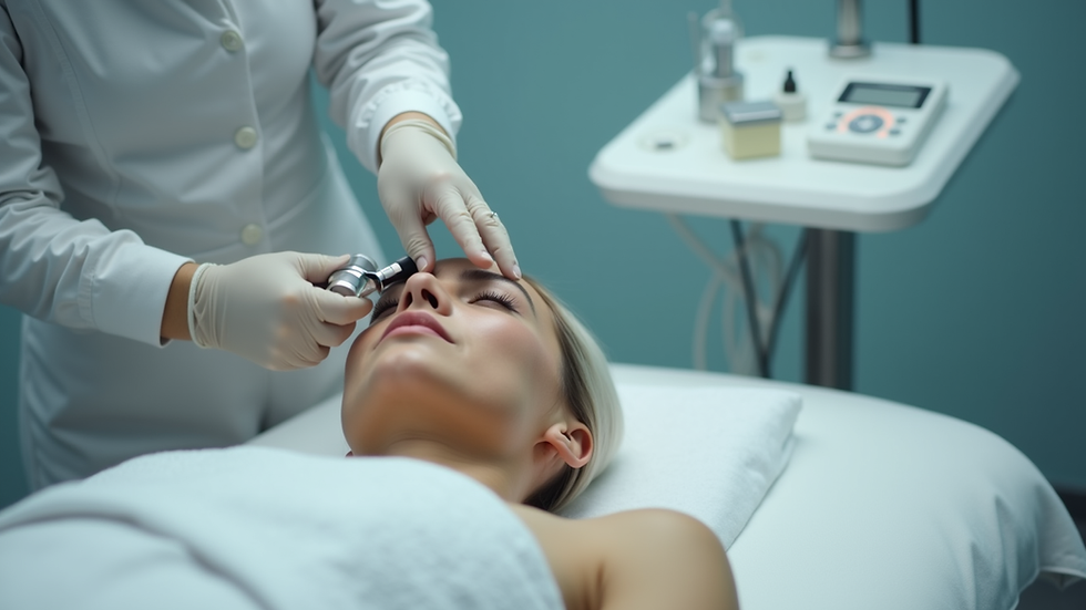 Close-up view of skin polishing equipment on a clinic table