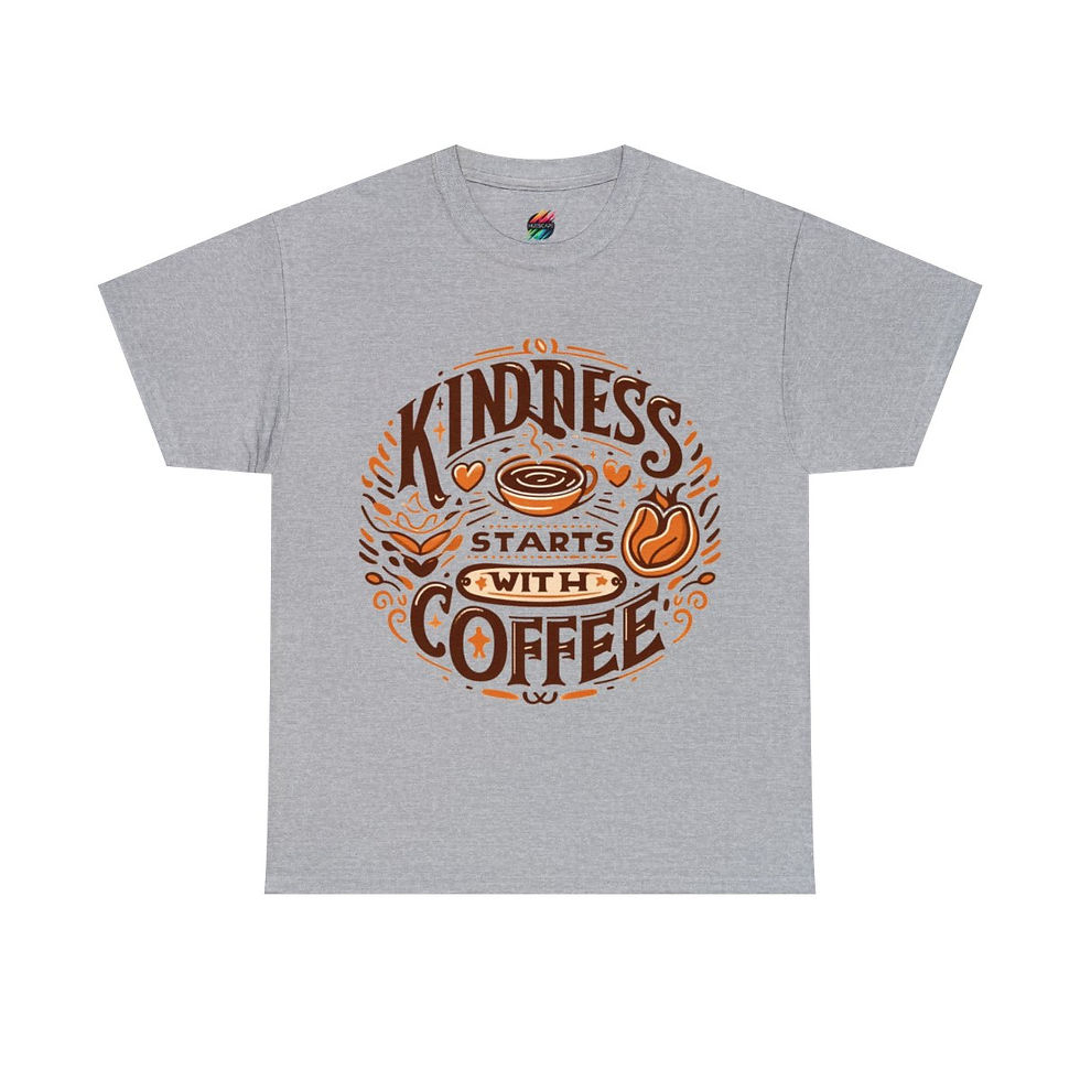 Thumbnail: Kindness Starts With Coffee - Unisex Heavy Cotton Graphic Tee