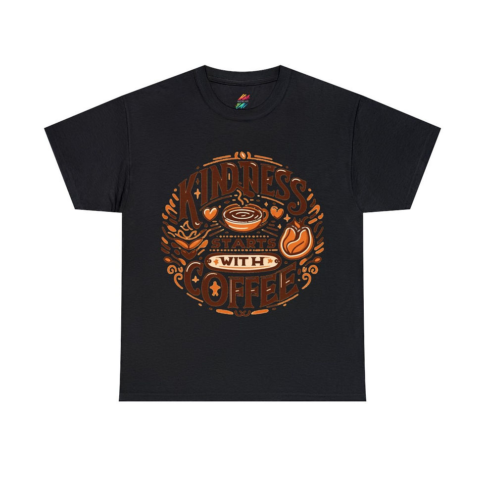 Thumbnail: Kindness Starts With Coffee - Unisex Heavy Cotton Graphic Tee