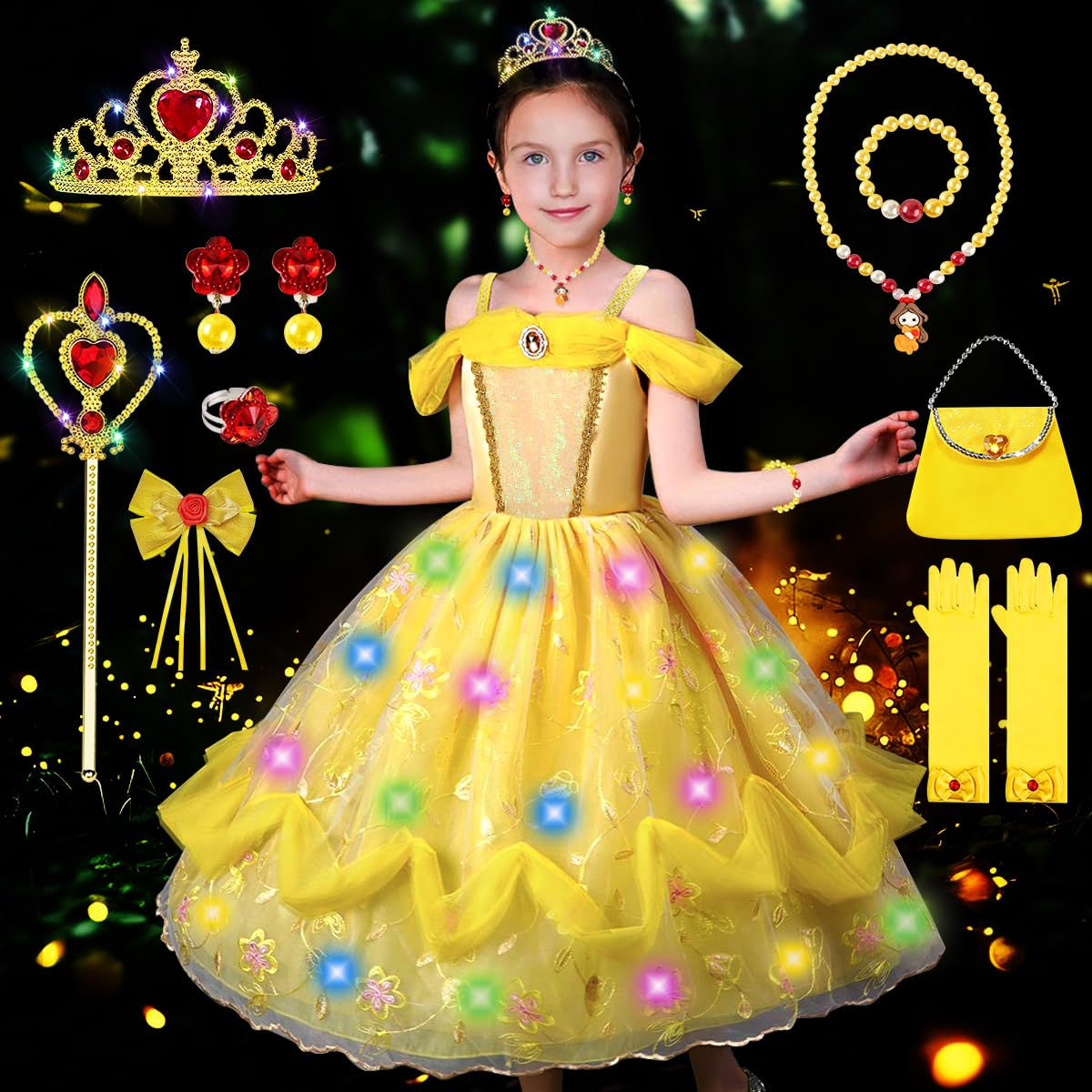 Kids Costume Dress Up GirlsLight Up Princess Fancy Dress Toddler Birthday Hallow