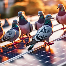 Pigeons on solar panels.