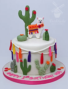 llama cactus birthday cake