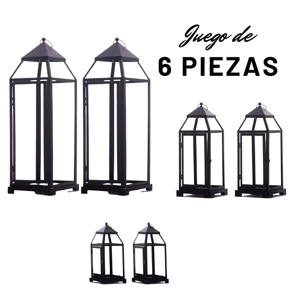 Miniatura: Set de 3 linternas porta vela decorativas estilo vintage de acero