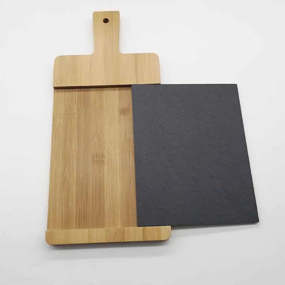 Miniatura: Tabla para Quesos y Botanas de Bambú con Piedra | Presentación gourmet