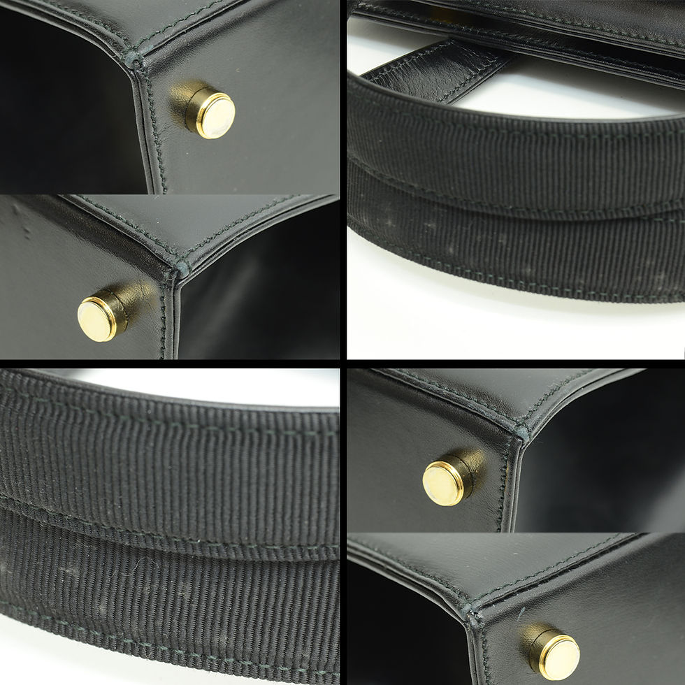 Thumbnail: Authentic Ferragamo Leather Handbag GP Buckle Nylon Purse