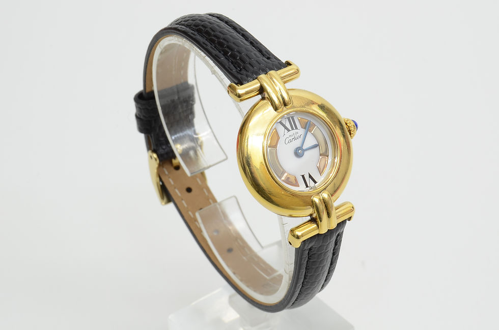 Authentic Cartier Trinity Vermeil 23mm Watch GP 925 Silver Quartz Wristwatch