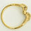 Thumbnail: Authentic Hermes Gold GP Slip On Bracelet Horse Heads Bangle Jewelry Accessory