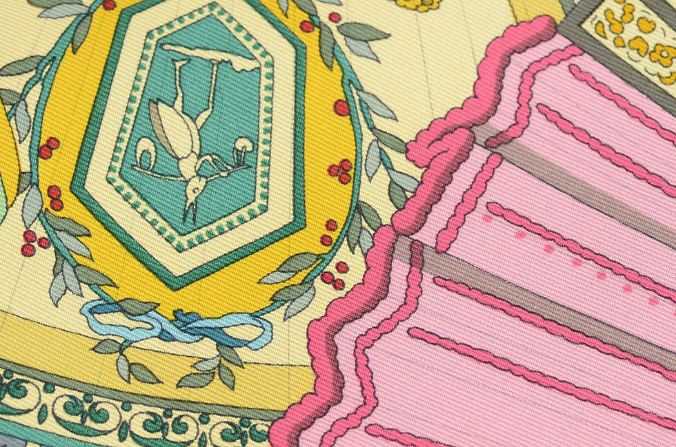 Thumbnail: Authentic Gucci Vintage Scarf 90cm Silk Pink Eastern Fans Design