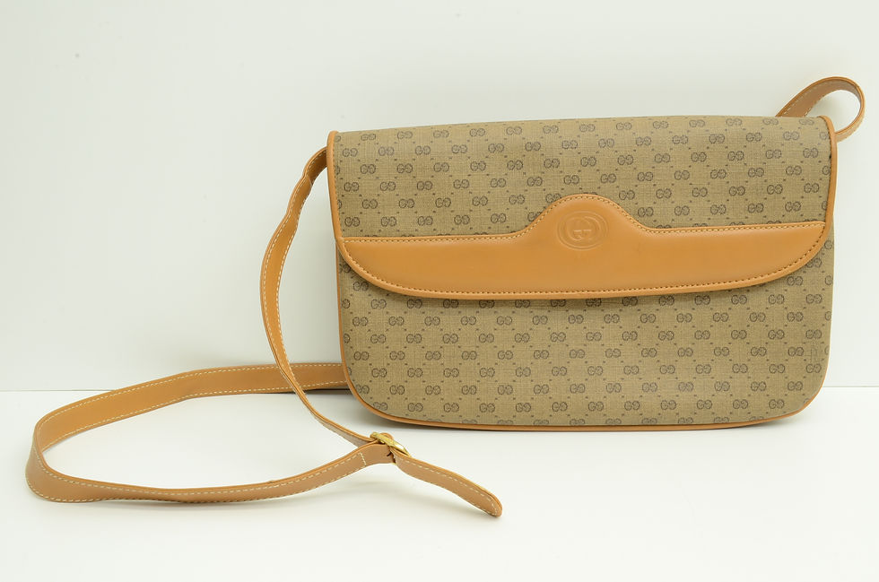 Authentic Gucci Shoulder Bag Vintage Leather Monogram Canvas GP Signature Purse