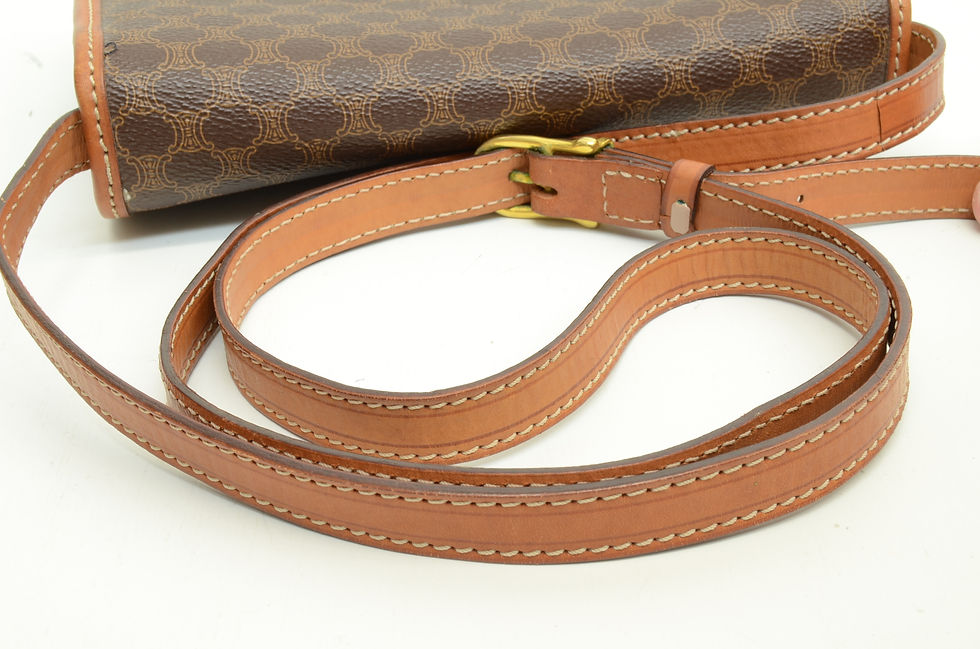 Thumbnail: Authentic Celine Leather Crossbody Bag Vintage Monogram Signature Logo Messenger