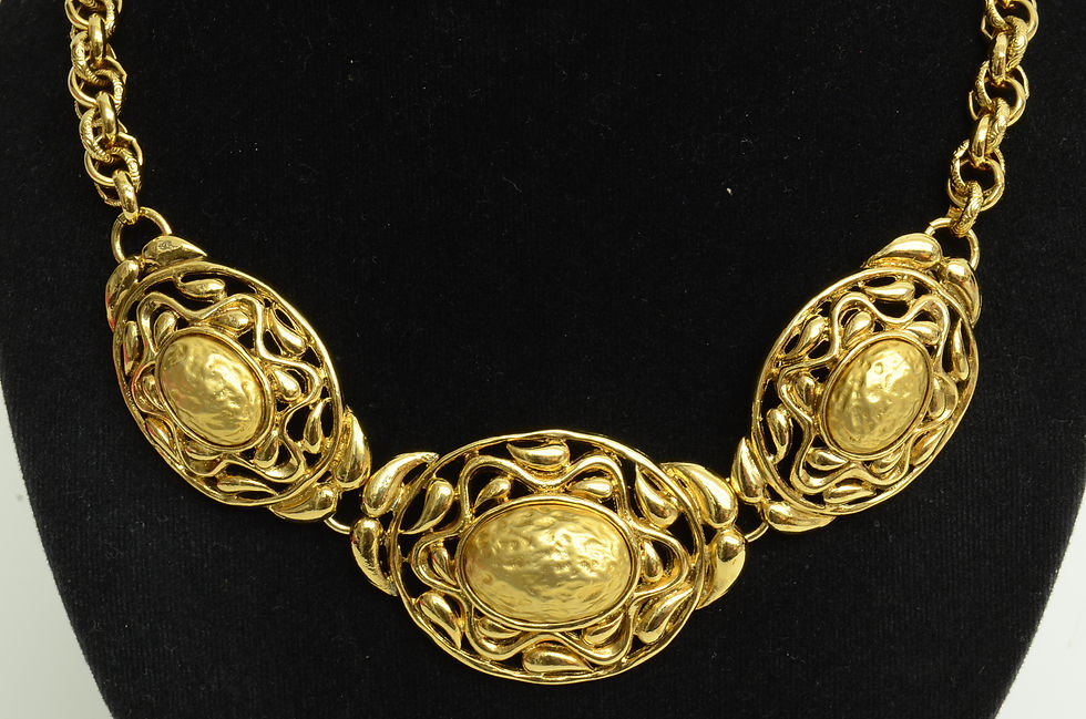 Thumbnail: Authentic Yves Saint Laurent Oval Swirl Emblem Necklace Clip Earring YSL Jewelry
