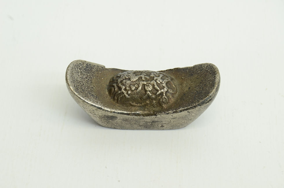 Thumbnail: Antique Yuanbao Sycee Chinese Boat Silver Ingot 1820 Qing Dynasty Rare A
