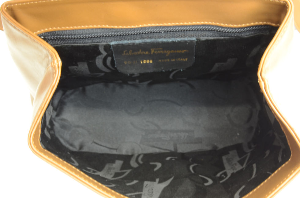Thumbnail: Authentic Ferragamo Leather Handbag GP Turn Lock Brown Vintage Purse Shoe Emblem