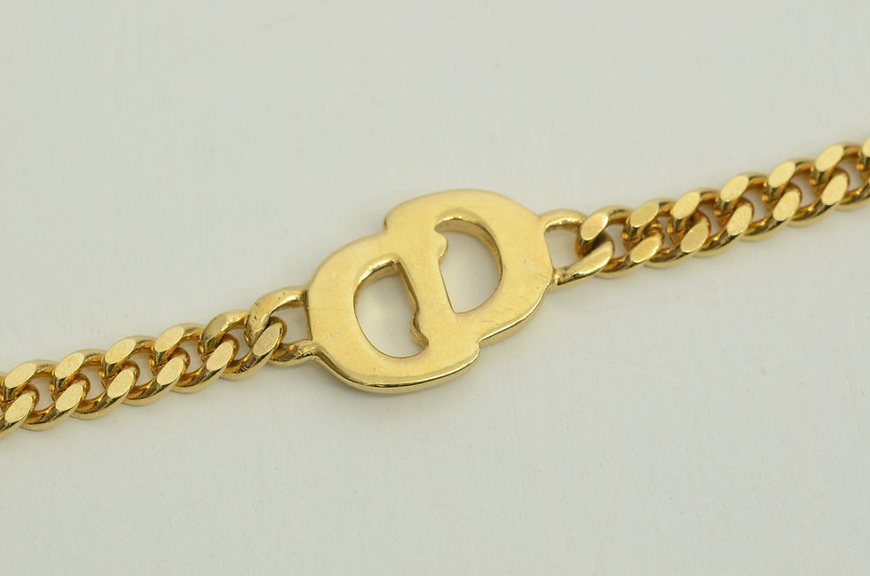 Thumbnail: Authentic Vintage Christian Dior Bracelet CD Logo Rhinestone Emblem GP Jewelry