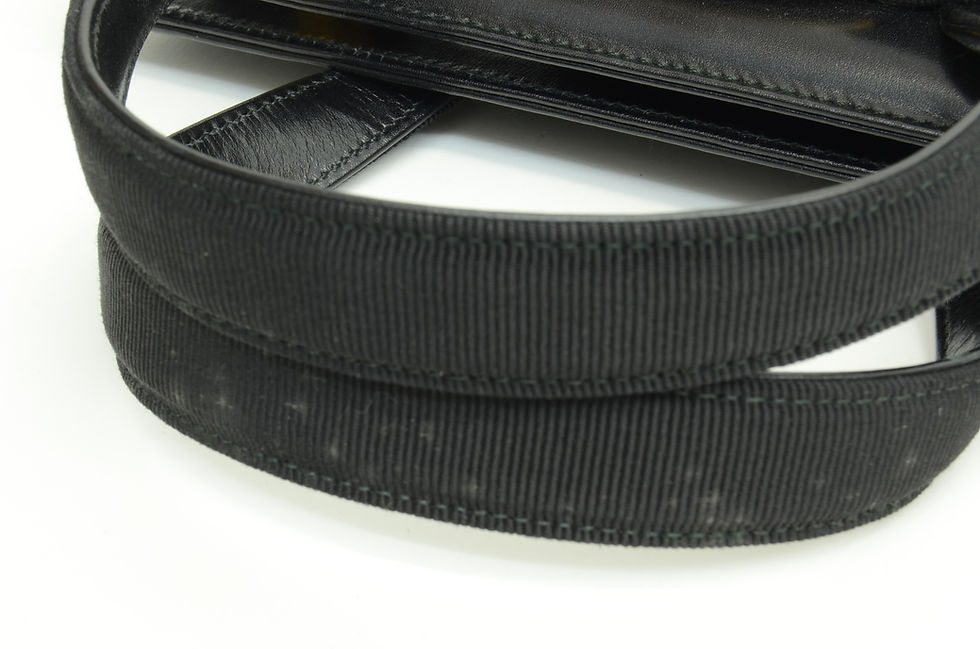 Thumbnail: Authentic Ferragamo Leather Handbag GP Buckle Nylon Purse
