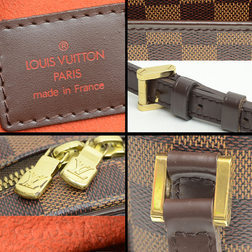 Thumbnail: Authentic Louis Vuitton Damier Ebene Ipanema Leather Shoulder Bag Fashion Purse