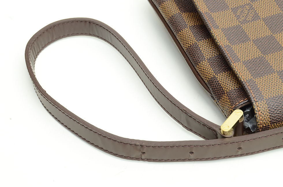 Thumbnail: Authentic Louis Vuitton Damier Ebene Musette Tango Leather Shoulder Bag Purse