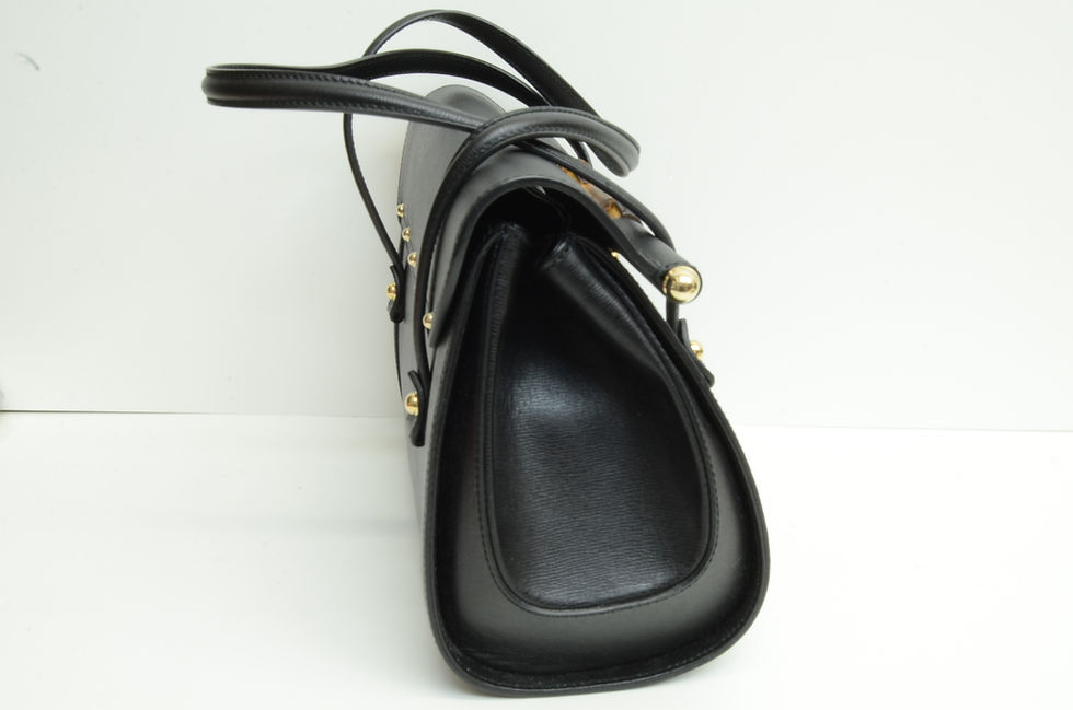 Thumbnail: Authentic Gucci Bamboo Leather Handbag Top Handle Wood Turnlock Purse