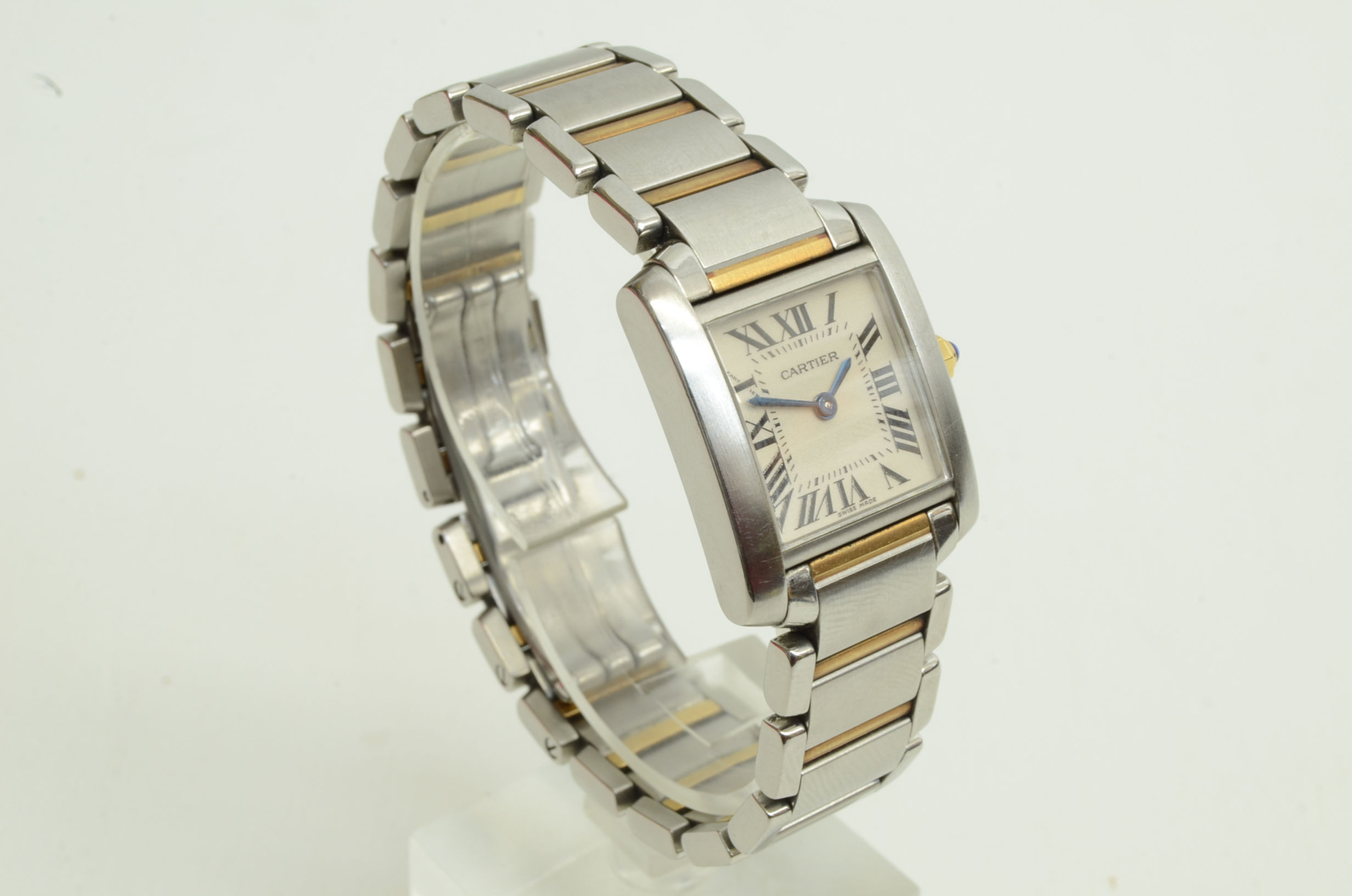 Authentic Cartier Tank Francaise 20mm Ladies Watch 18k Gold Stainless Steel 2384